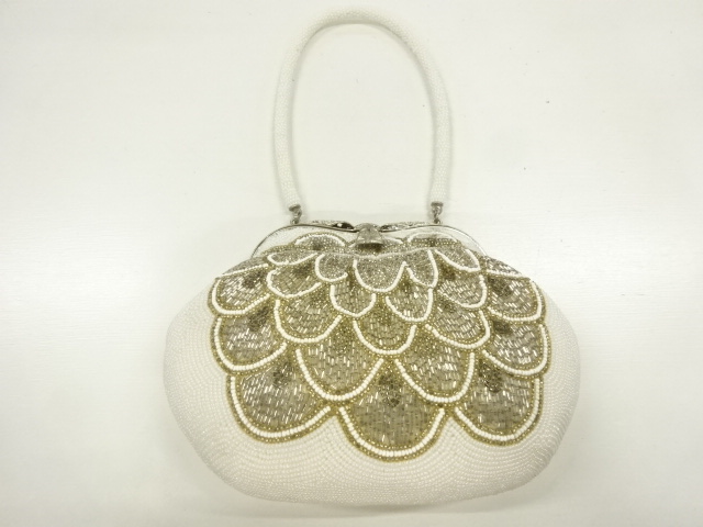 JAPANESE KIMONO / ANTIQUE BEAD ABSTRACT PATTERN BAG